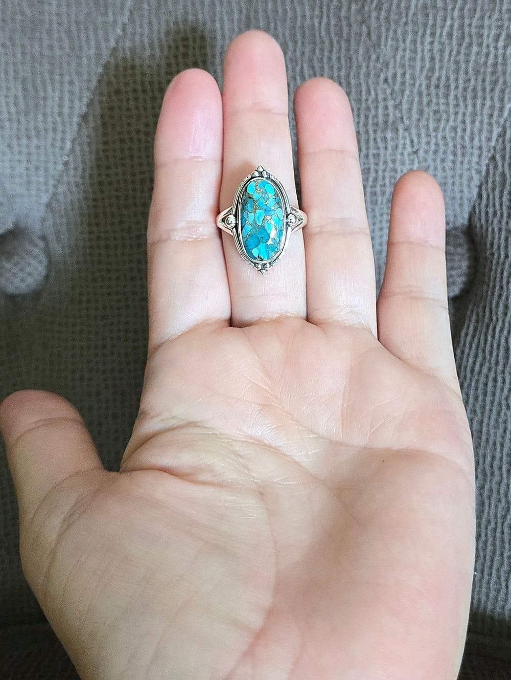 Shivam Oval Shaped Blue💙 Copper Turquoise Statement Ring💍 - NWT - Picture 11 of 16